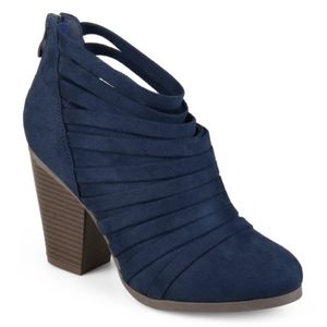 Navy faux suede Strap Booties